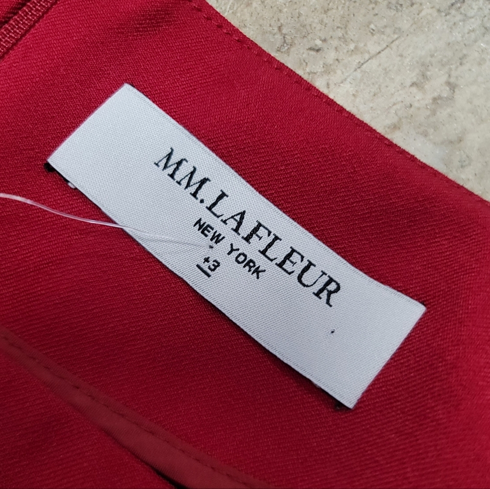 MM. LAFLEUR The Emily Dress Red Knee Lemgth Short Sleeve - Picture 3 of 5